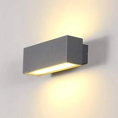 Imagen de Dr.lazy Apliques de Pared Exterior LED 12W Lámpara Impermeable IP65 Luz Aluminio Iluminación para Balcón, Jardín, Porche, Camino, Patio (Gris/Blanco cálido)