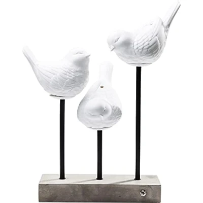 Imagen de Kare Design lámpara de mesa Animal Birds Blanco, pájaro, pantalla porcelana, base hormigón, en salón y comedor, interruptor basculante cable, bombilla no incluida, 52x35x25 cm