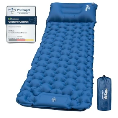 Imagen de HiiPeak Esterilla Camping portátil Inflable con Almohada y Bomba de pie, Colchoneta Dormir para Senderismo Ultraligero en Azul Camping, Viajes