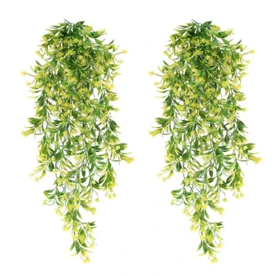Imagen de 2 Pcs Plantas Artificiales Colgantes Decorativas Planta Artificial Colgante Hiedra para Cocina Balcón Jardín Sala de Estar