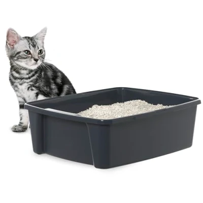 Imagen de Iris Ohyama Arenero gato Sin tapa, Hasta 8kg, Gris, Caixa de areia para gatos, Caja, gatos grandes y pequeños, Cagadero, Caixa, WC, Fácil limpieza, Libre BPA, Cat Litter Box, CLH 12 Body
