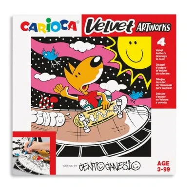 Imagen de CARIOCA Set de 4 ilustraciones terciopelo para colorear Ayuda a desarrollar la destreza y creatividad En colaboración con Cento Canesio uds Diseño Sports