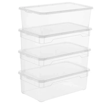 Imagen de Rotho Clear Juego de 4 cajas almacenamiento 5l con tapa, Plástico (PP) sin BPA, transparente, x (33.0 19.0 11.0 cm)