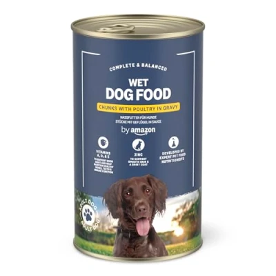 Imagen de by Amazon Comida húmeda para Perros, Lata, trozos de Aves Corral en Salsa, 1 Paquete