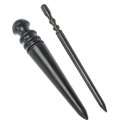 Imagen de Co link 2 Juegos Ébano Borde de Piel bruñidor Leathercraft Herramienta Madera Slicker Mano Craft Herramientas Pulido Cuero