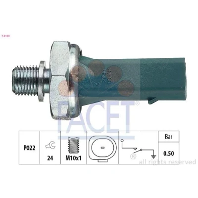 Imagen de FACET 7.0139 Sensor de Presión Aceite M10x1 1 Made in Italy OE Equivalent VOLKSWAGEN: Golf 4, 5, Touran I, SEAT: Leon I Hatchback, Ibiza 2