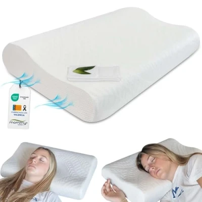 Imagen de MOMMY CONFORT Almohada Cervicales y Cuello Viscoelastica, Cervical Doble Altura Funda Lavable con Cremallera Antironquidos, Reduce Dolores de Fabricada en Valencia