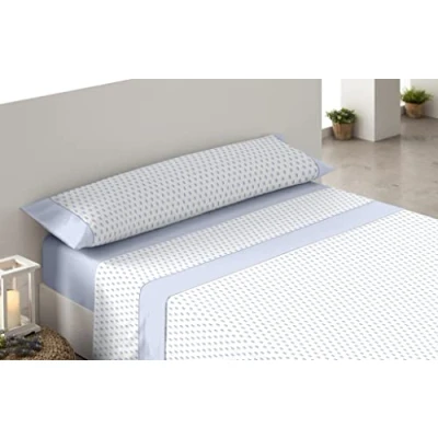 Imagen de Donegal Collections Juego de Sabanas Estampadas 3 Piezas Cama 105cm Esfera Azul, Primavera Verano, Algodón Poliéster, Bajera, Encimera y Funda Almohada
