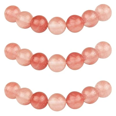 Imagen de MJDCB 10mm 35 piezas Cuentas de Cristal Rosa Sintéticas Redondas Sueltas Abalorio para Hacer Joyas Pulseras Collares