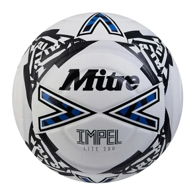 Imagen de Mitre Impel Lite 290 Balón de fútbol, Muy Duradero, Ligero, Talla 4, Blanco/Negro/Azul