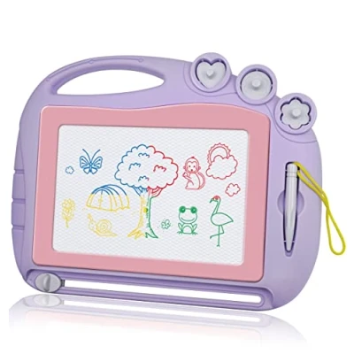 Imagen de AiTuiTui Pizarra Magnetica Infantil Colorido, Almohadilla Borrable de Escritura y Dibujo con 3 Sellos Mágicas 1 Bolígrafo, Juguetes Educativos para Niños 4 5 6 Regalos Cumpleaños Navidad
