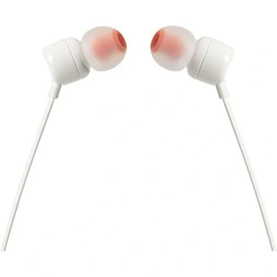 Imagen de Auriculares De botón JBL T110, botón, Con cable, Micrófono, Pure Bass JBL, Blanco