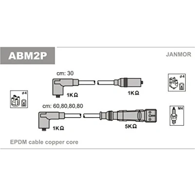 Imagen de JANMOR ABM2P Juego de Cables Encendido AUDI: Coupe B3, 100 C3 Berlina, Avant