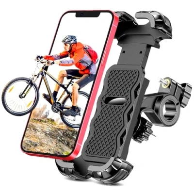Imagen de CIRYCASE Soporte Movil Bicicleta, Actualización [Protección Completa &amp; Bloqueo Seguridad] Patinete Electrico Giratorio 360, Moto/Scooter Ampliamente para 4.7 6.8&quot; Móvil