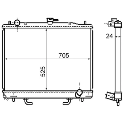 Imagen de MAHLE ORIGINAL CR 1072 000S Radiador, refrigeración del motor para vehículos con/sin climatización 705 525 24 Aletas soldadas