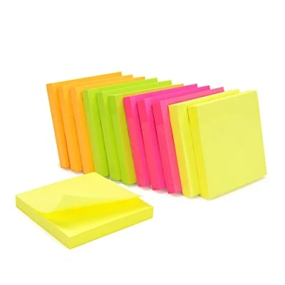 Imagen de WAYTEX 1200 notas autoadhesivas reposicionables de colores neón surtidos, 12 blocs 100 hojas, 75 x mm, amarillo, naranja, rosa, verde