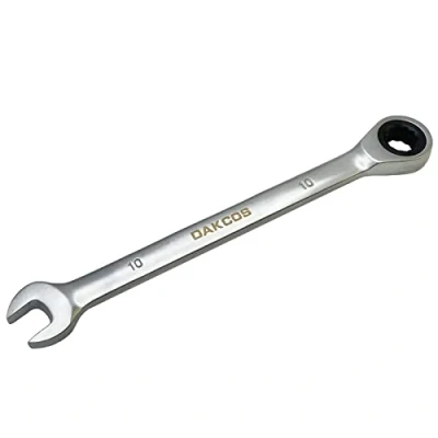 Imagen de DAKCOS Llave combinada de carraca 10mm fija con trinquete en Cr V acabado cromado mate