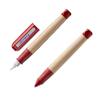 Imagen de Lamy abc 010 Juego de pluma estilográfica para niños (mango antideslizante madera arce, plumín acero principiantes, incluye cartucho tinta T 10 azul y mina M 44 1,4 mm B)