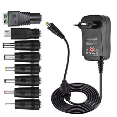 Imagen de Universal Conector de fuente 3V 4.5V 5V 6V 7.5V 9V 12V 30W CA/CC 2000mA con 8 puntas adaptador seleccionables y enchufe Micro USB, electrónica dispositivos USB 2000 mA MAX