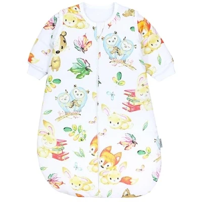 Imagen de TupTam Sacco nanna Baby materiali certificati OEKO TEX con maniche extra 2,5 TOG unisex, Animales beige globos, 80 86