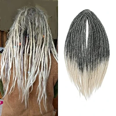 Imagen de Extensiones de Rastas Sintéticas Delgadas 0,6cm Double Ended 20 Pulgadas 10 Hebras Pelo Ganchillo Trenzas Largas Estilo Hip Hop Cabello Suaves, MT1B/613#