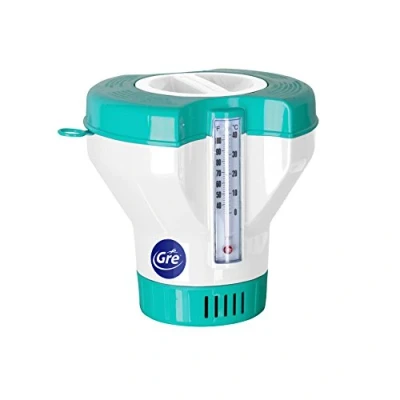 Imagen de Gre 40070 Dosificador Flotante con Termómetro Para el Tratamiento Químico de Piscinas. Desinfección y Limpieza del Agua la Piscina. Pastillas 20 a 500 g
