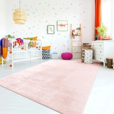 Imagen de TT Home Alfombra Habitación Infantil De Juego Bebe Lavable Moderna Color Monocromo, Color:Rosa, Tamaño:200x280 cm
