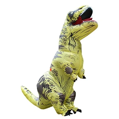Imagen de JASHKE Disfraz de Dinosaurio Traje Inflable Trex Halloween Adulto (Amarillo)