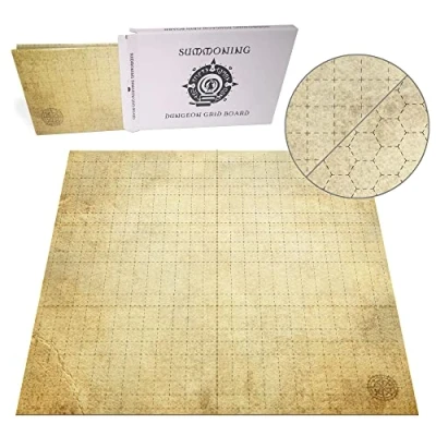 Imagen de Summoning Dungeon Grid Board IMPRESCINDIBLE accesorio para Juegos de Rol Batallas Mesa como D&amp;D, Pathfinder Y Warhammer DOBLE CARA, REUTILIZABLE, DURABLE PLEGABLE