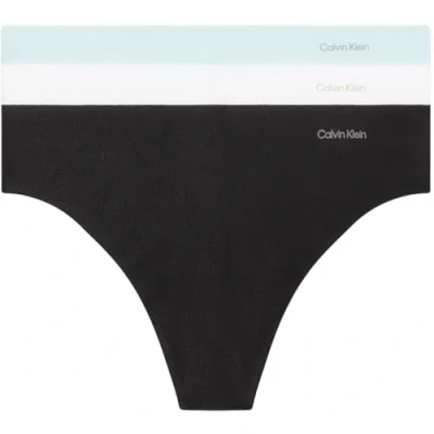 Imagen de Calvin Klein Pack de 3 Braguitas Tipo Tanga para Mujer Invisibles Cotton sin Costuras, Multicolor (Black/White/Island Reef), M