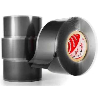 Imagen de POPPSTAR cinta de silicona autofusión, 4 x 3 m, ideal como reparación, aislante y sellado (estanca, hermetica), 25mm ancho, color negro
