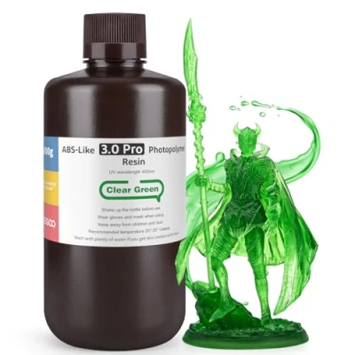 Imagen de ELEGOO Resina ABS Like 3.0 Pro, para Impresora 3D con Baja Viscosidad y Alta Precisión, Mayor Resistencia al Calor a los Arañazos, Impresión LCD/DLP Verde Claro 1000G