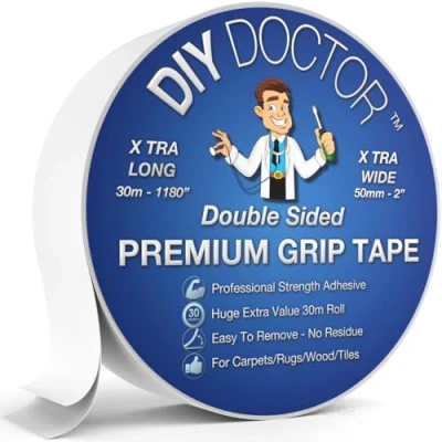 Imagen de DIY Doctor Cinta de doble cara para Alfombras 30m largo y 50mm grosor Adhesiva Moqueta más 10x larga que el rollo 3m