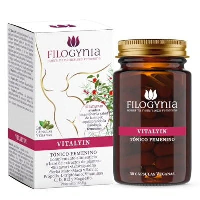 Imagen de Filogynia Vitalyin Cápsulas Veganas de Maca para Mujeres Contribuye al Bienestar y la Vitalidad Femenina Complemento Alimenticio con Ingredientes Naturales Tónico Femenino 30