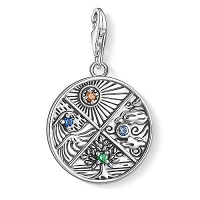 Imagen de Thomas Sabo Colgante con Motivos Inspirados en la Espiritualidad y Buena Fortuna, Abalorio Color Plateado Cuatro Elementos