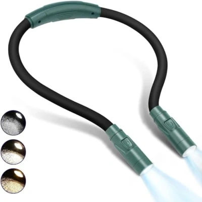 Imagen de LUXJET cuello lámpara de lectura Libro Lámparas recargable, Brazos plegables para niños iluminación/jogging/hiking/camping/picnic