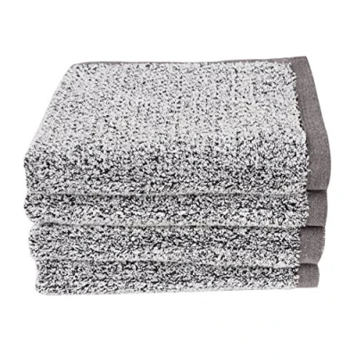 Imagen de Everplush 710 01 03 55 4P 4 Unidades Diamond Jacquard Toalla de baño Ropa Cama, Mano, Azul Marino, Gris, 16 Inches x 30
