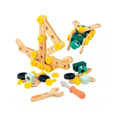 Imagen de Janod Barril 100 Piezas Brico&#039;Kids Juego de Construcción Infantil 98 Accesorios + 2 Herramientas Imitación Ejercita Destreza y Creatividad A Partir 3 Años, J06454