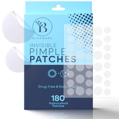 Imagen de BLOOMORA Parches Invisibles para Acne (180 Unidades), Granos Hidrocoloides, Pimple Patches Tratamiento del Acne, Granos, (Tamaños S/L)