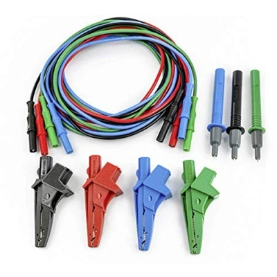 Imagen de Juego de 4 cables, cocodrilos y 3 puntas prueba