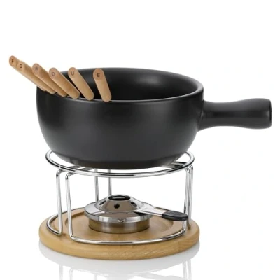 Imagen de Kela Natura Juego de Fondue Queso, 10 Piezas, Color Negro