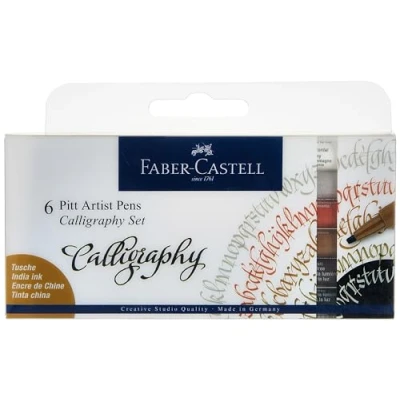 Imagen de Faber Castell 167506 Pitt Artist Pen Calligraphy Juego de 6 bolígrafos (2,5 mm), multicolor