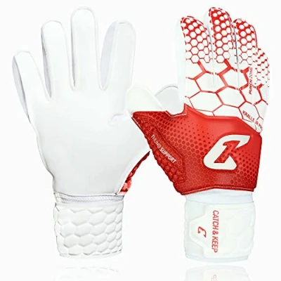 Imagen de CATCH &amp; KEEP Kralle Junior Pro 3.0 Guantes Portero Futbol niño de Profesionales Falcon Grip Resistentes niño, niños (3, Rojo)