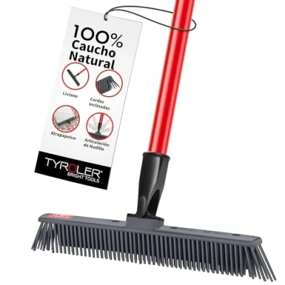 Imagen de Escoba Japonesa de Tyroler Bright Tools Cabeza 30cm Mango Antioxidante 140cm Articulación Nudillo Sistema Capturador Polvo (Gris Silicona)