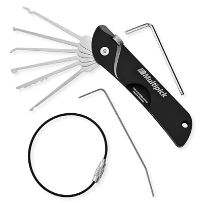 Imagen de MULTIPICK Navaja de bolsillo [7 Herramientas Negro] Ganzua Suiza Ganzuas Lockpicking Set Juego Ilaves Bumping Arrastre Maestras para Abrir Cerraduras