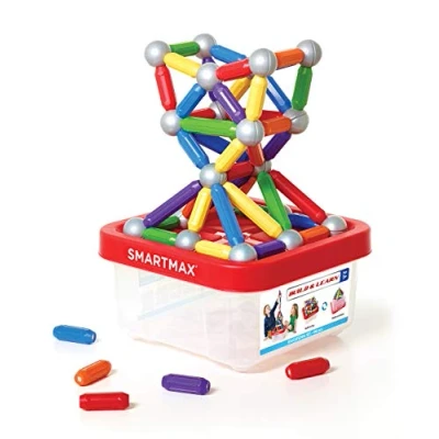 Imagen de SmartMax Build &amp; Learn, Magnetic Discovery Construction Set with 2D 3D Challenges, 100 pieces, 1+ Years