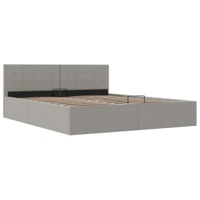 Imagen de vidaXL Cama Canapé Hidráulica Luces LED Tela Mobiliario Decoración Interior Resistente Robusta Duradera Práctica Cómoda Útil Gris Claro 160x200cm