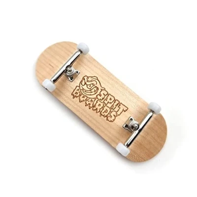 Imagen de SPITBOARDS 34 mm Fingerboard Complete Wood Pro Set Up (Pre Assembled, 5 Layers), Trucks, CNC Bearing Wheels, Foam Grip Tape, (Deck: Maple Wood, Trucks: Silver, Wheels: White)
