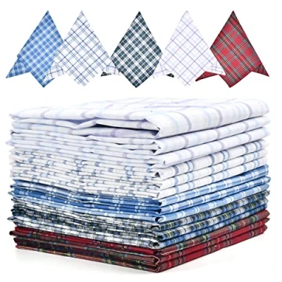 Imagen de OTYMIOW Pañuelos para Hombre de Algodón Grandes 15PCS Pañuelo Paquete Múltiple, Cuadrados Bolsillo 40x40cm
