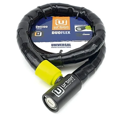 Imagen de URBAN UR5100 Candado Moto y Bicicleta, Cable de Acero Reforzado con Blindaje Articulado Muy Flexible Fácil Llevar, Cerradura Alta Seguridad, Antirrobo Bici Eléctrica Scooter Patinete, 100cm